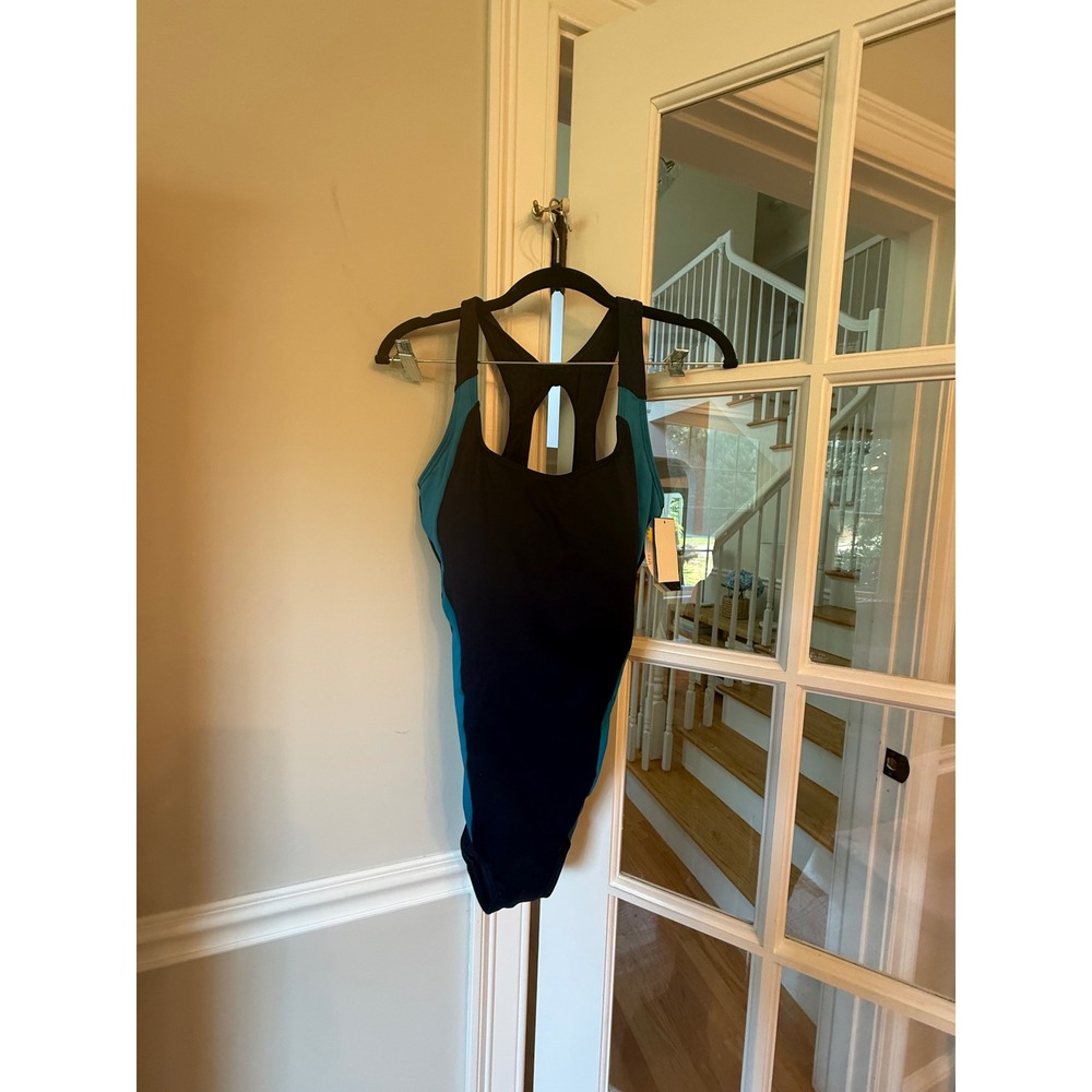 TYR Womens Max Splice Controlfit One Piece Swimsuit Navy Turquoise 16 TSPFS7AH